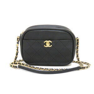CHANEL Matelasse Camera Bag Chain Shoulder Strap circa Black Goatskin
